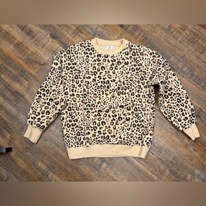 Zara Leopard Print Sweatshirt Girls 11/12 Animal Print Pullover